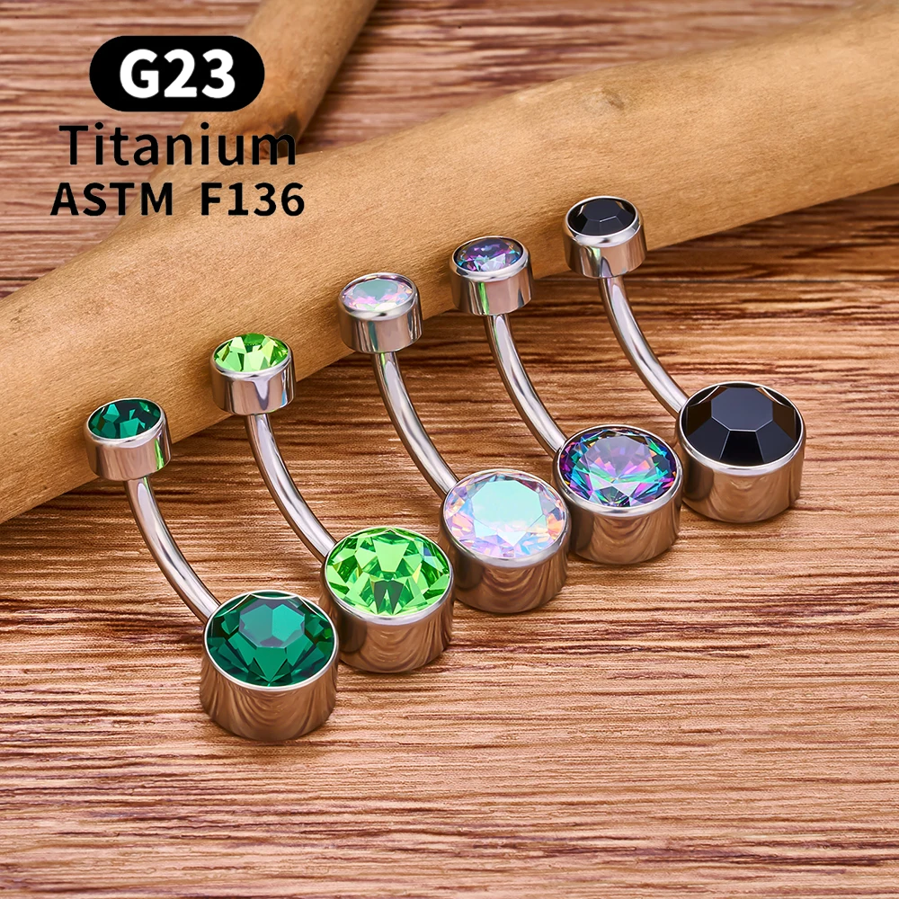 ASTM F136 Titan Bauchnabelringe Runde CZ 14G Innengewinde Bauchnabelpiercings Bauchbarren Damen Nabelpiercing Körperschmuck – Detail 8