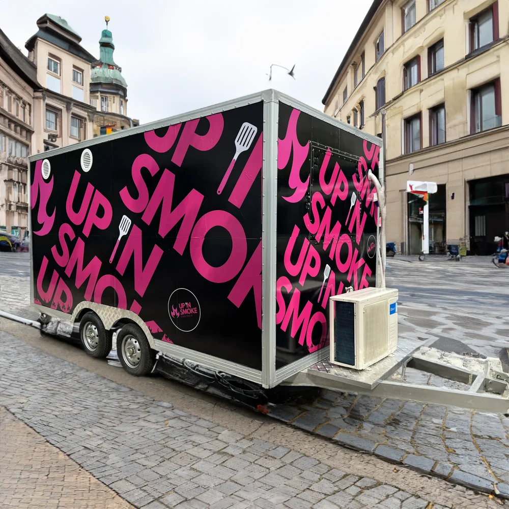 รถพ่วงขายอาหารเคลื่อนที่2024ขายอาหารบนท้องถนนพิซซ่าเคบับแฮมเบอร์เกอร์ฮอตดอกน้ำแข็ง