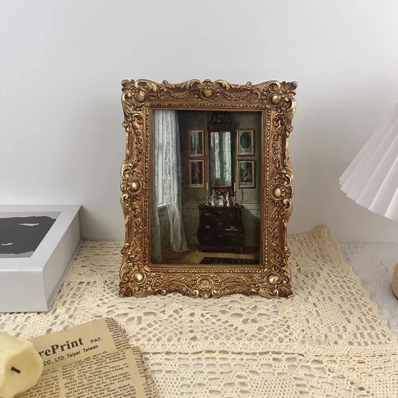 French retro oil painting decorative painting hanging painting engraved classical photo frame table living room bedroom entrance