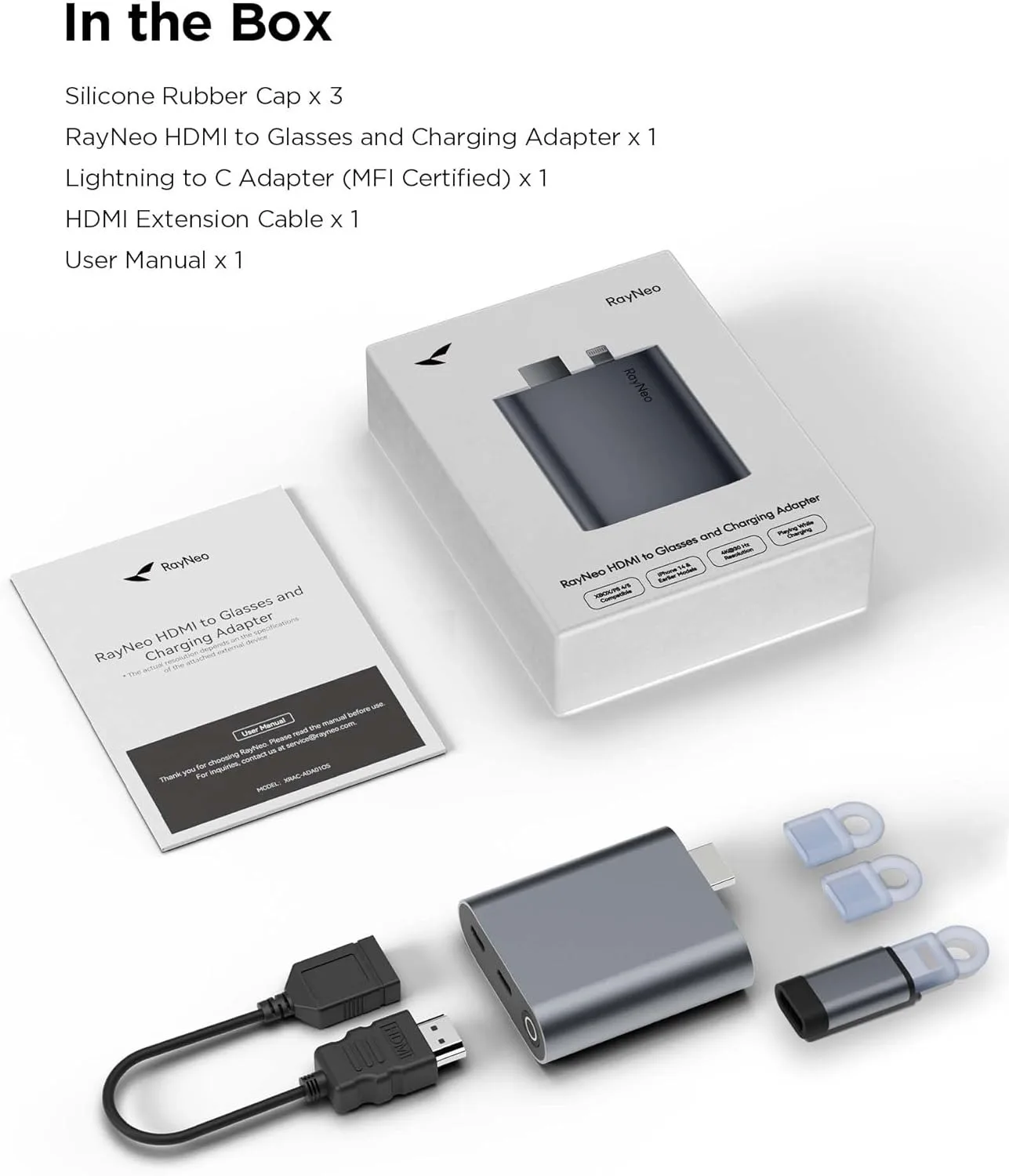 RayNeo HDMI Adapter With Lightning Port Devices Built-in Battery