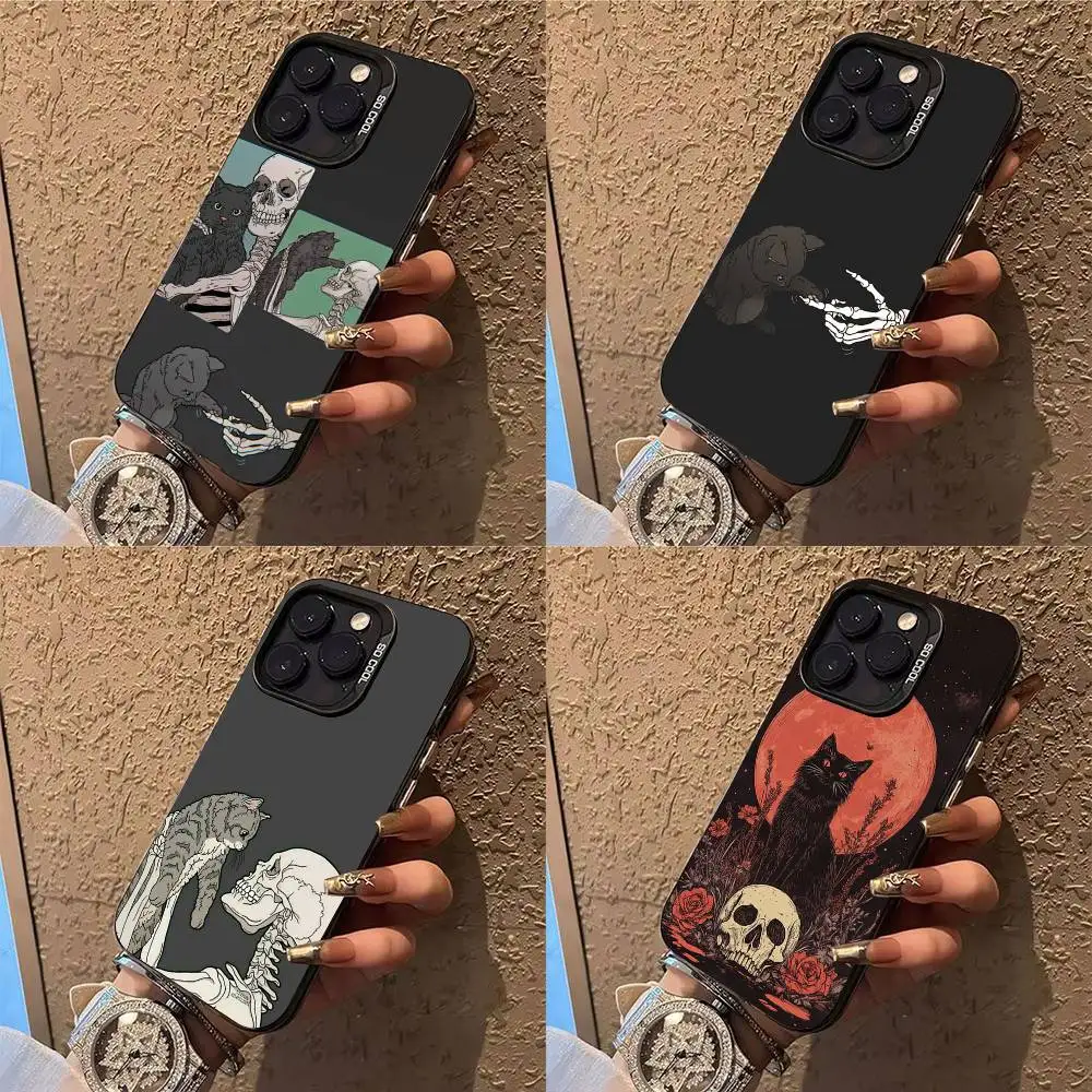 

Skeleton Cat Painted Phone Case Phone Case For iPhone 14 16 15 11 12 13 Pro Max Mini Plus Shockproof Cover