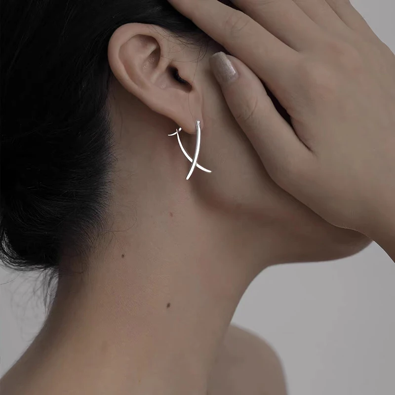 925 Sterling Silver Geometric Shape Stud Earrings Charm Personality Woman Earrings Birthday Gift for Friends Exquisite Jewelry