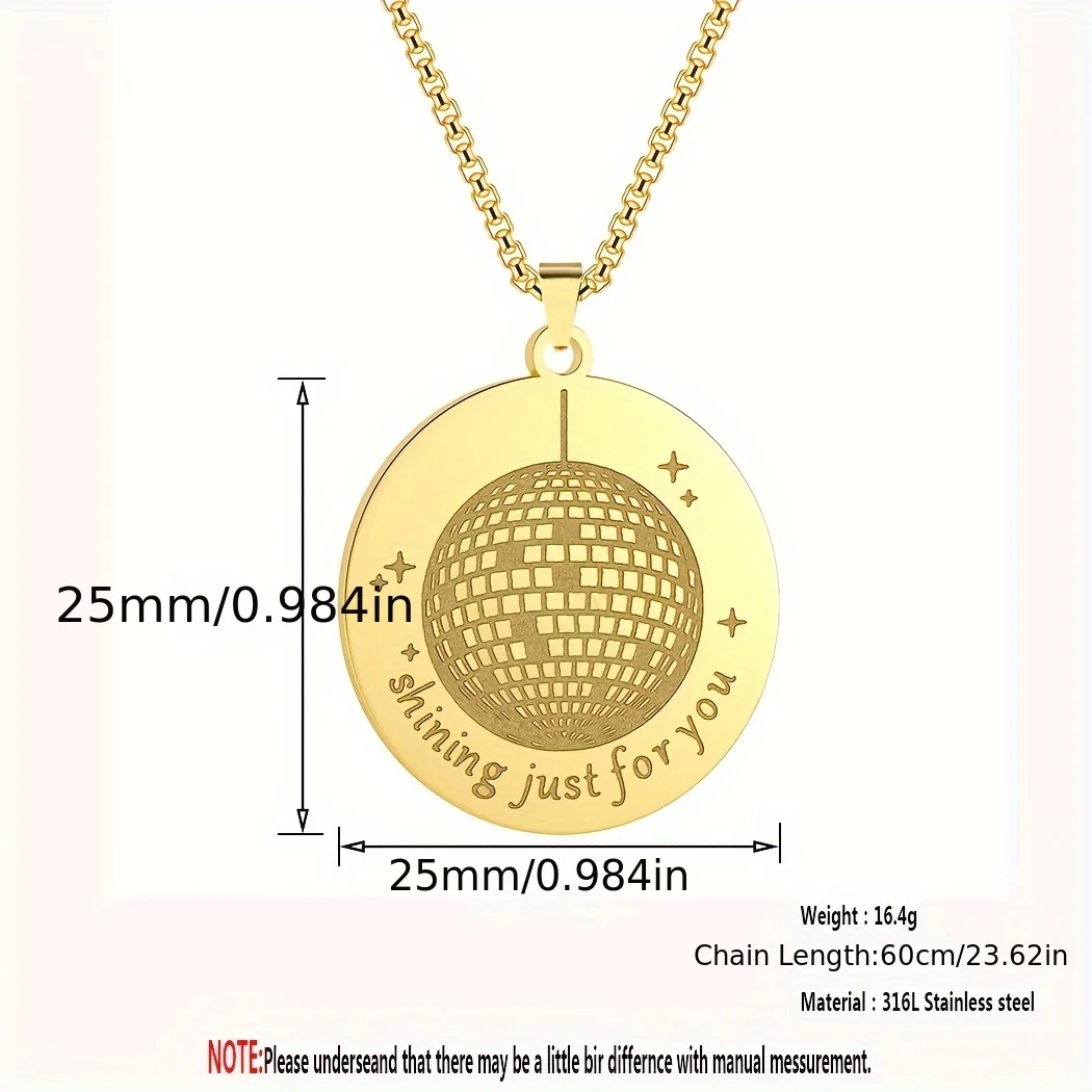 2024 new fashion stainless steel mirror light ball pendant necklace feminine style clavicle chain jewelry anniversary gift