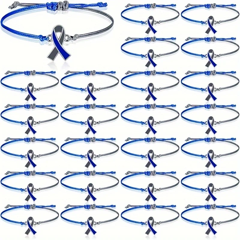 1 piece of ribbon, wax thread braided bracelet, used for suicide prevention, diabetes awareness, charity activities supplies