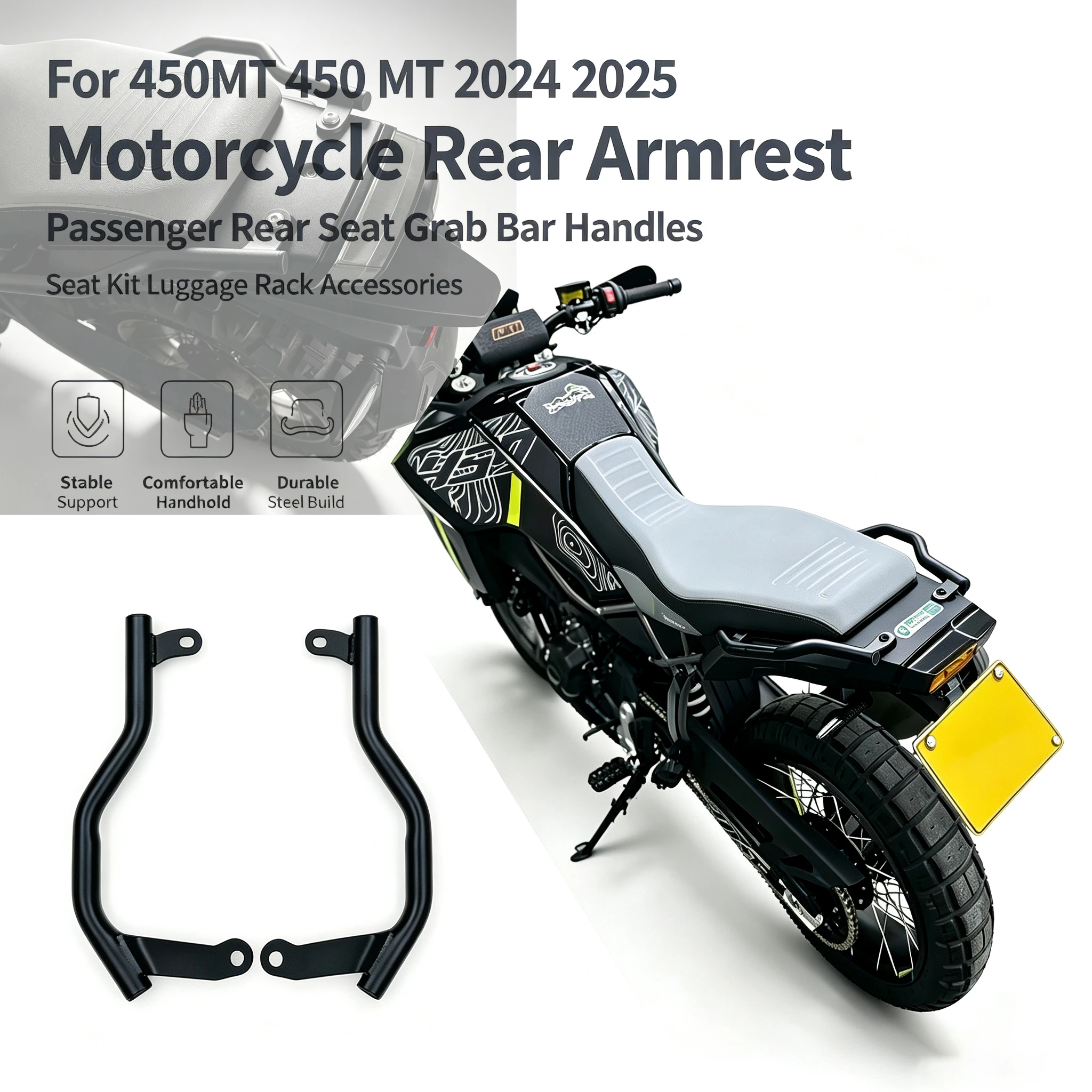 For CFMOTO 450MT 450 MT 2024 2025 Motorcycle Accessories Luggage Rack Rear Armrest Passenger Rear Seat Grab Bar Handles Seat Kit
