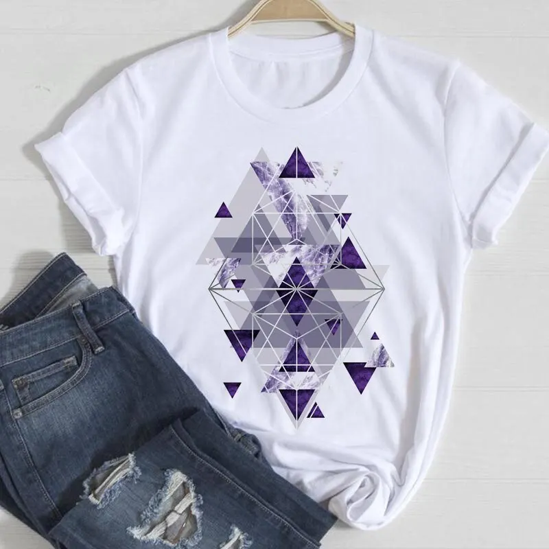 New Geometric Pattern Women's T-shirt Summer Fashion Casual Top Harajuku Style Graphic Tshirts  Oversized T Shirt