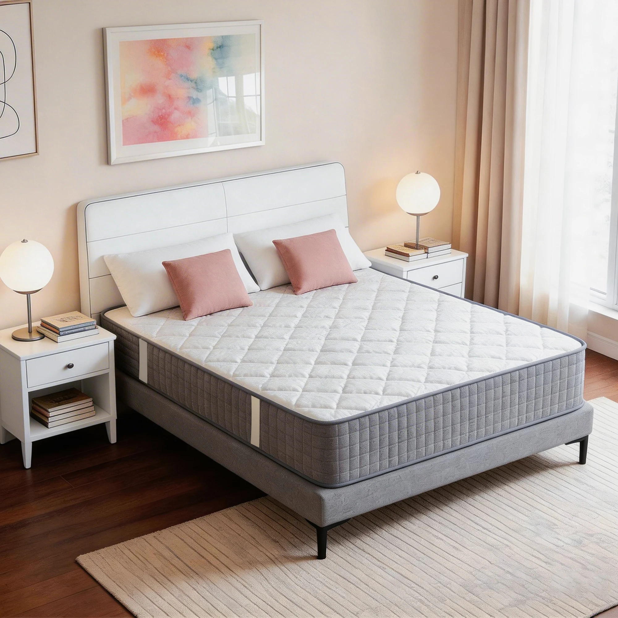 Queen/King/Full Size 12 Inch Pocket Spring Mattress, Memory Foam Firm Support Bed Mattress, Motion Isolation, Breathable Knit Fabric, 72H Expanding