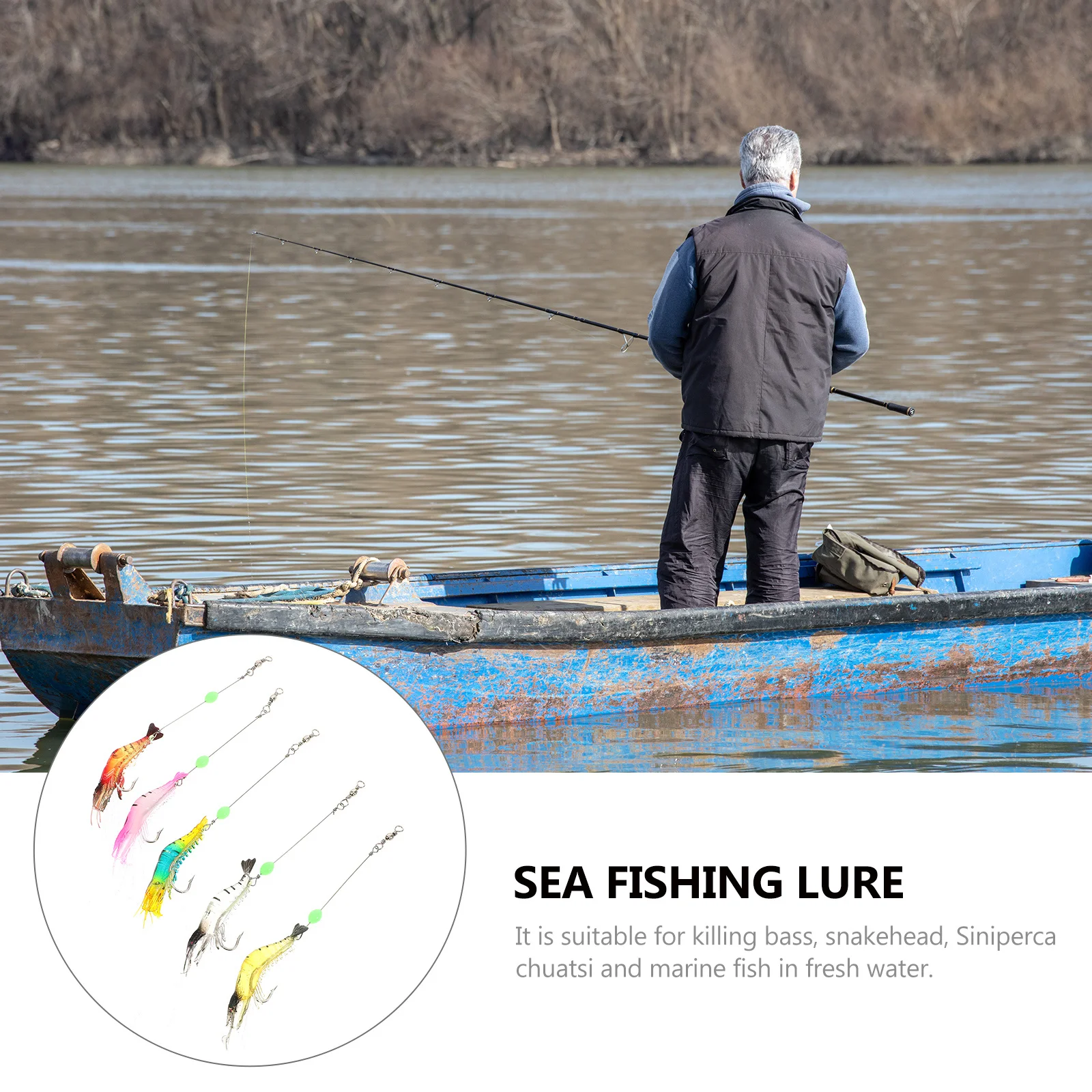 

10Pcs Glow in Dark Shrimp Lure Realistic Soft Bait Fishing Tackle for Bass Saltwater Freshwater Fishing Shrimp Lure