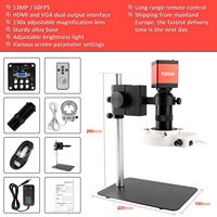 HD 1080P HDMI 60FPS VGA Industrial Video Microscope 13MP Camera 1-130x Zoom C Lens For Phone Tablet PCB Soldering Remote Control