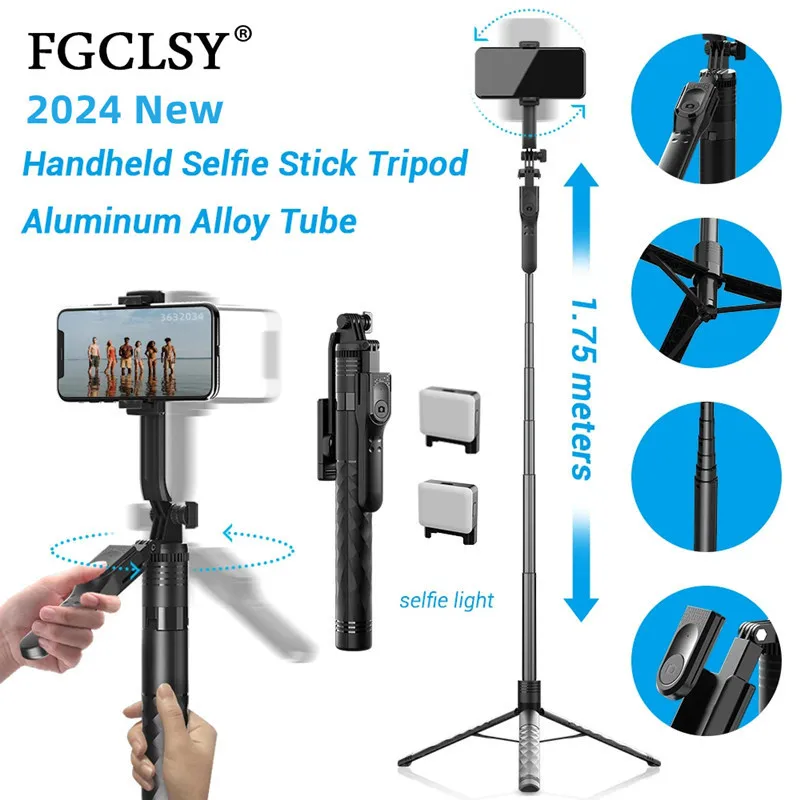 FGCLSY New 1.7M Wireless Selfie Stick Tripod Foldable Stand For Gopro Action Cameras Smartphones Balance Steady Shooting Live