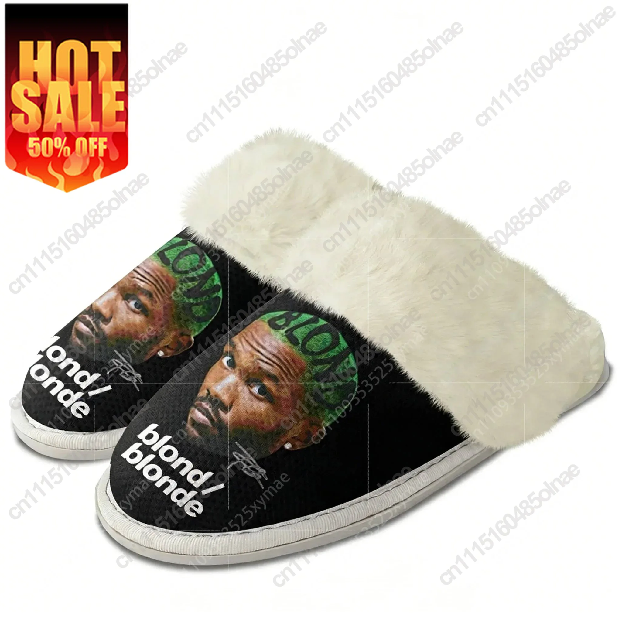 Pantuflas de Peluche F-Frank O-Ocean Singer, Calzado Cálido para Hombre y Mujer, Estilo Retro Cosplay, Transpirables, de Algodón, Térmicas y Ligeras para el Hogar