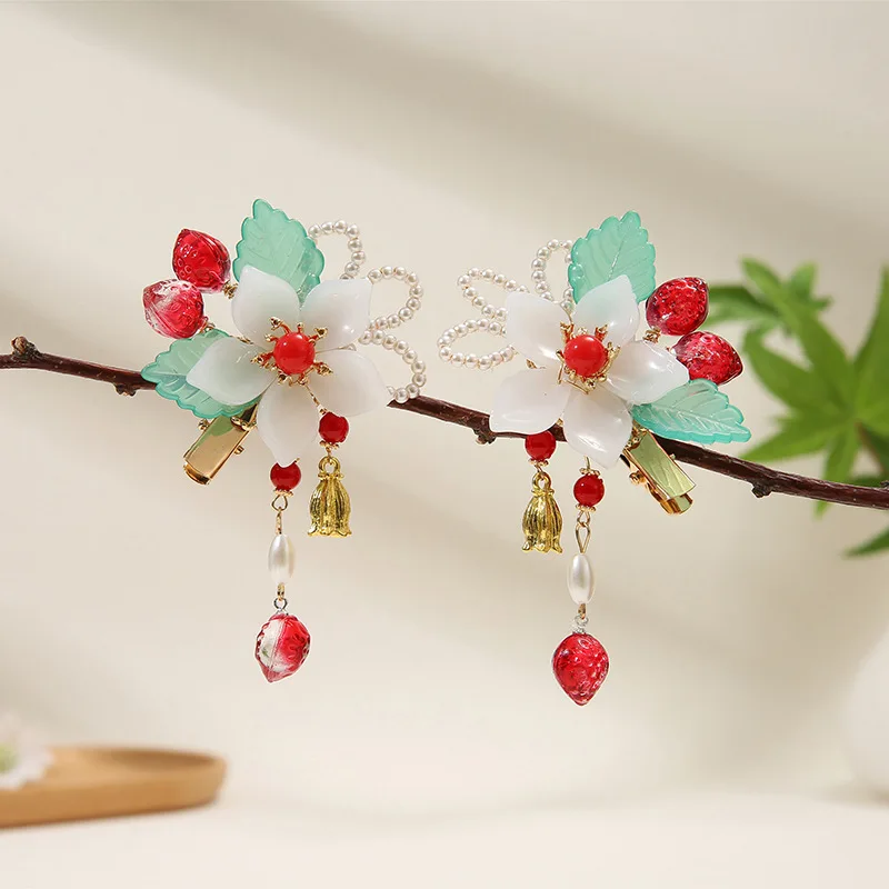 Ancient style hair accessories ancient costume water drop hairpins side clips hairpins tassels step shakes girls Hanfu headwear