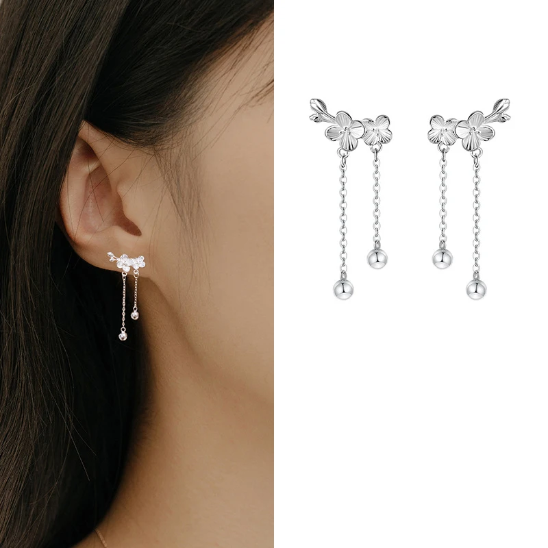 100% 925 Sterling Silver Flower Earring for Women Girl Fashion Plum Blossom Geometric Design Jewelry Party Gift Dropshipping