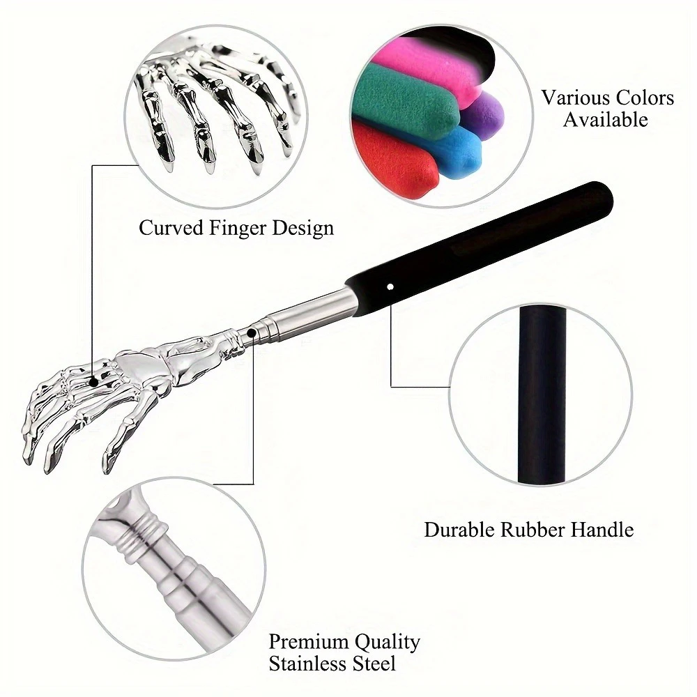 Stainless Steel Telescopic Extendable Back Scratcher Handle Anti Itch Relief Massage Claw Relax Tool For Daily Thanksgiving Gift