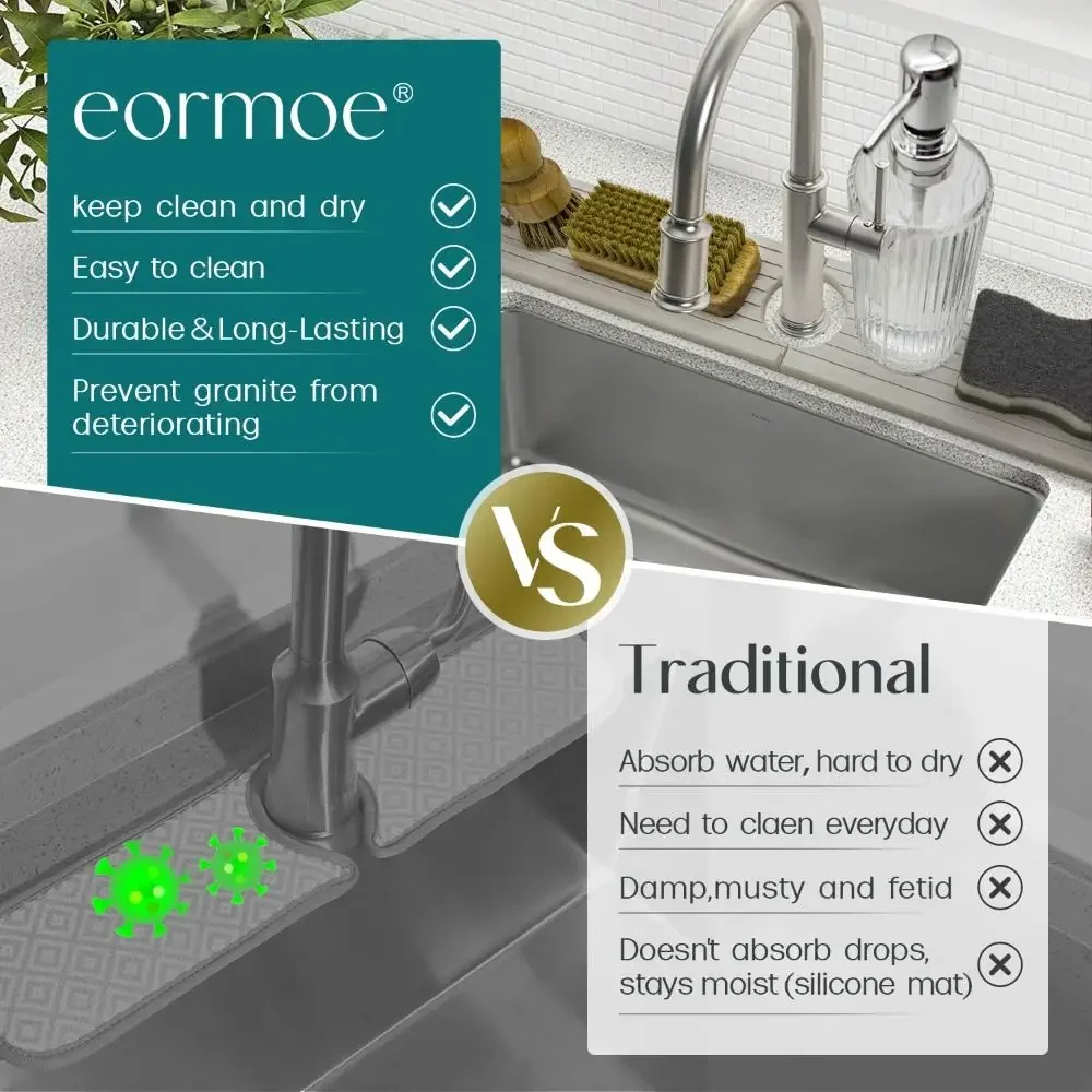 Super Absorbent Fast Drying Faucet Mat Diatom Mud Moisture-proof Faucet Drain Pad Non-Slip Reusable Diatomite Stone Sink Tray