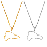 Anniyo The Dominican Republic Pendant Necklaces Dominicana Map Jewelry Stainless Steel For Women Girls #057421