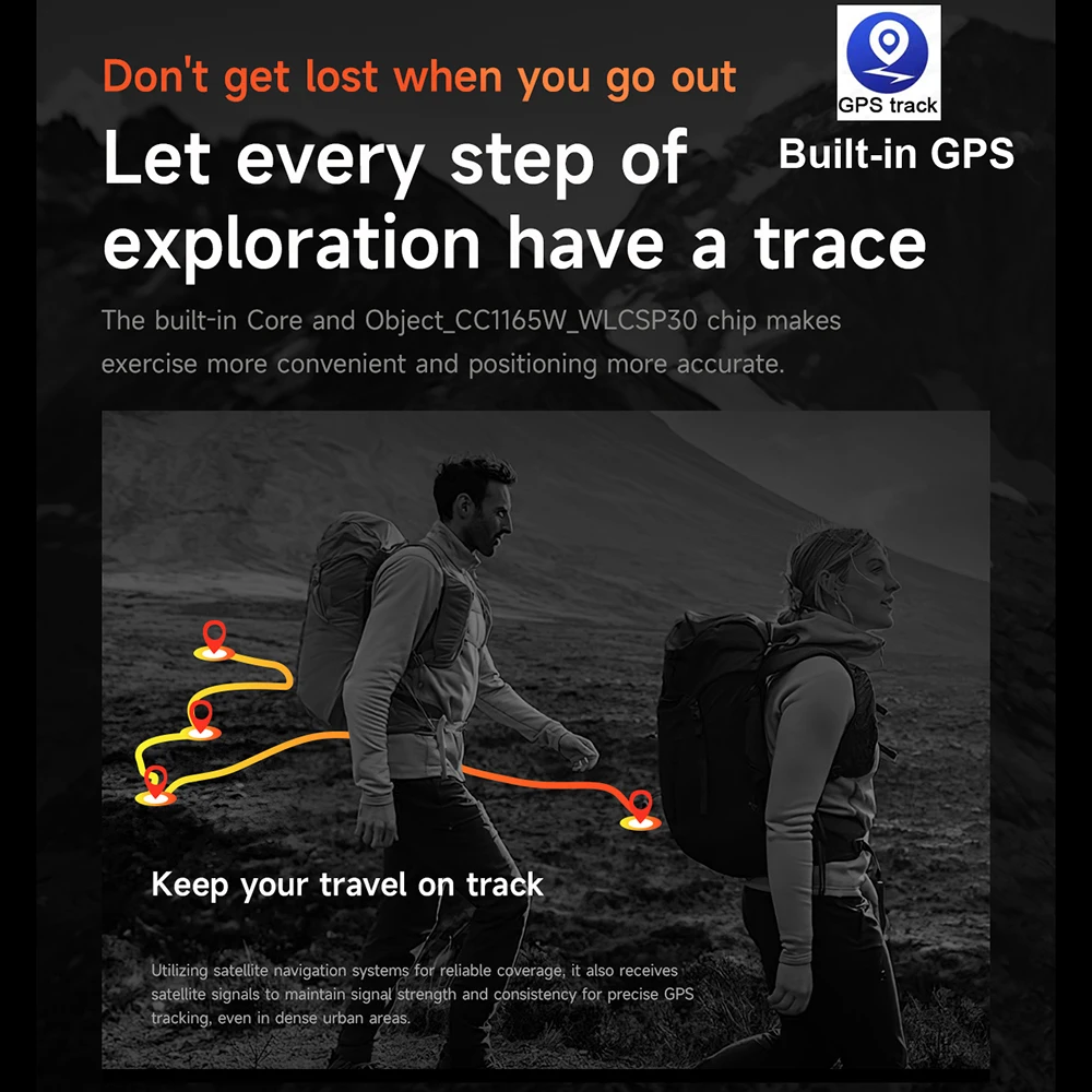 GPS 스마트 시계 야외 피트니스 트래커 스포츠 Smartwatch 손전등 심박수 모니터 보수계 AI Assistant For ChaatGPT 3 ATM