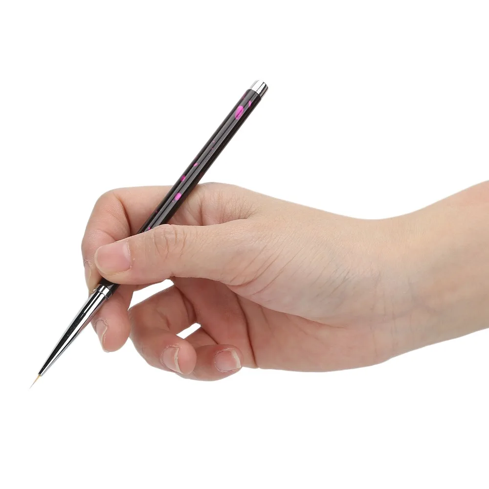 3PCS Alloy Handle Professional Nail Brushes Set Nylon Hair Black Nail Art DIY Brush Set Nail Painting Drawing Brush Salon Use