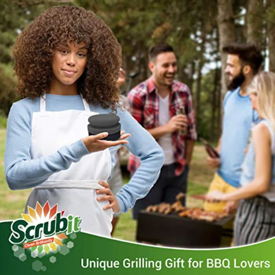 Grill Cleaning Brush - Grill Sponge Bristle Free BBQ Cleaner with Heavy Duty Scrubber Pad, Safe Cast Iron and Griddle Scraper P