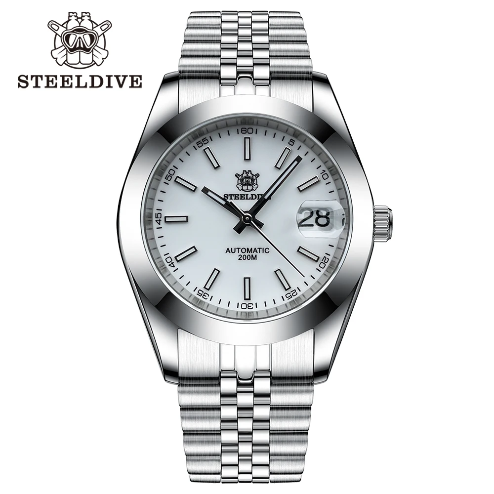 Steeldive mergulhador relógio 1934 retro água fantasma safira nh35 masculino relógios mecânicos automáticos 20bar à prova dwaterproof água luminosa