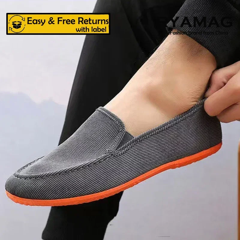 Gommino-mocasines de talla grande para hombre, zapatillas planas de tela sin cordones, zapatos de conducción, estilo de verano, suaves, a la moda