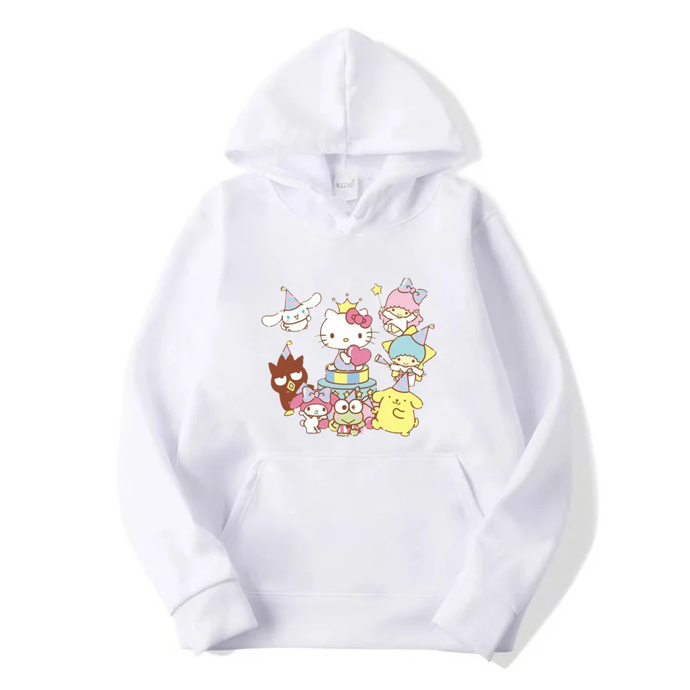 New Sanrio Cartoon Fashion Cinnamoroll Round Neck Pullover Hoodie Women Loose Oversized Top Hoodie Clothes Winter Clothes Women