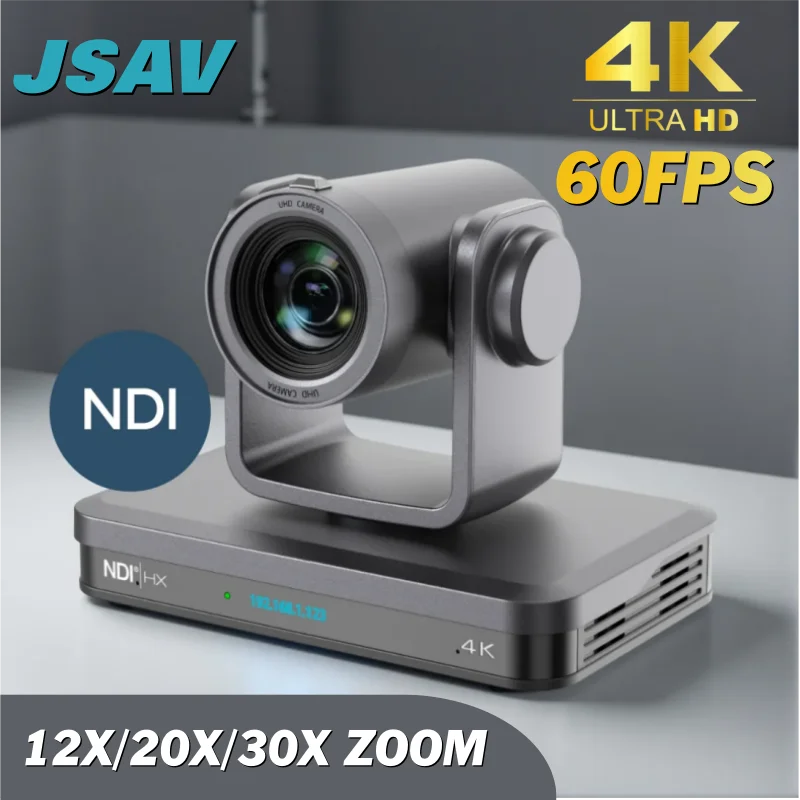 

JSAV 4K 60fps PTZ-камера с 30-кратным, 20-кратным, 12-кратным зумом, NDI HX3 для AI-отслеживания, видеоконференций и прямых трансляций (церковь, футбол)
