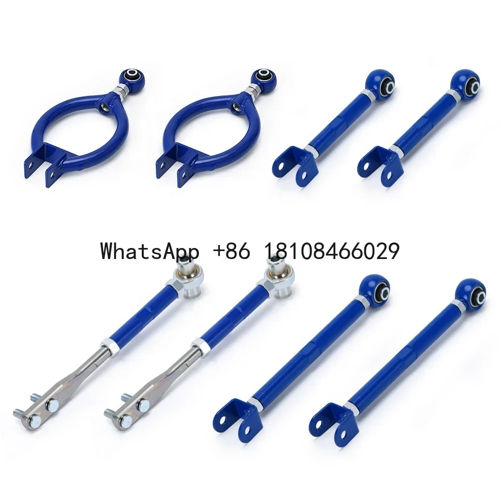 FOR 89-94 240SX S13 Camber + Traction Arm + Tension + Rear Toe Arm Adjustable Blue 9816+9823+9836+9805