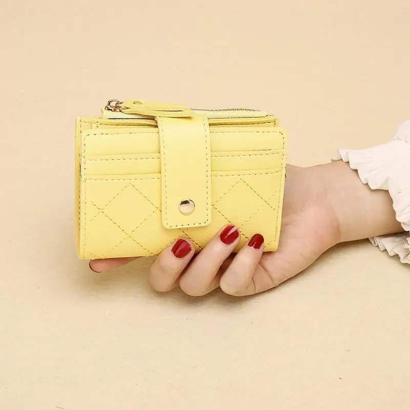 1Pcs Japan And South Korea Small Fresh PU Simple Folding Multi-slot Card Bag Autumn And Winter New Women's Short Wallet
