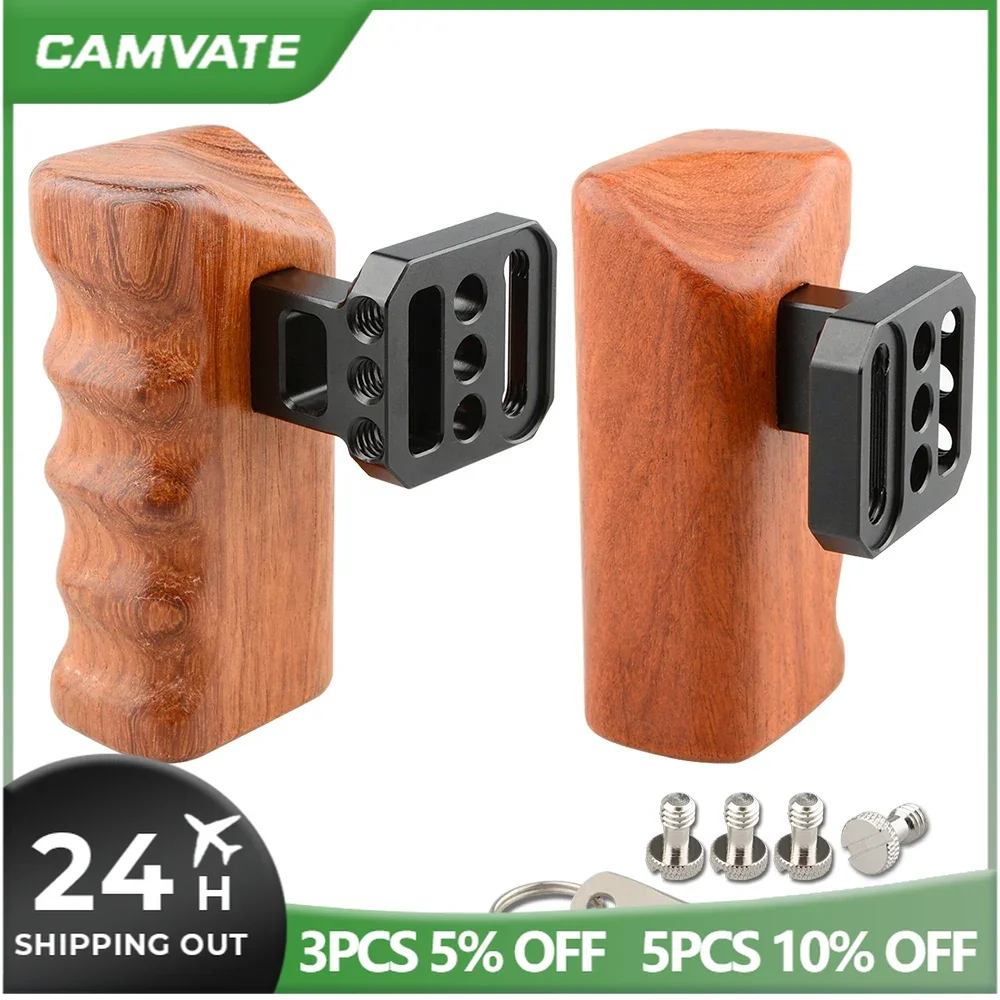 CAMVATE Wooden Camera Handle Grip Left & Right With 1/4