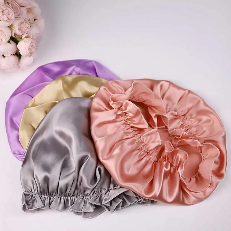 

3pcs/lot silk nightcap women's long hair anti-mess hair mulberry silk sleeping maintenance hair hat silk maternity confinement