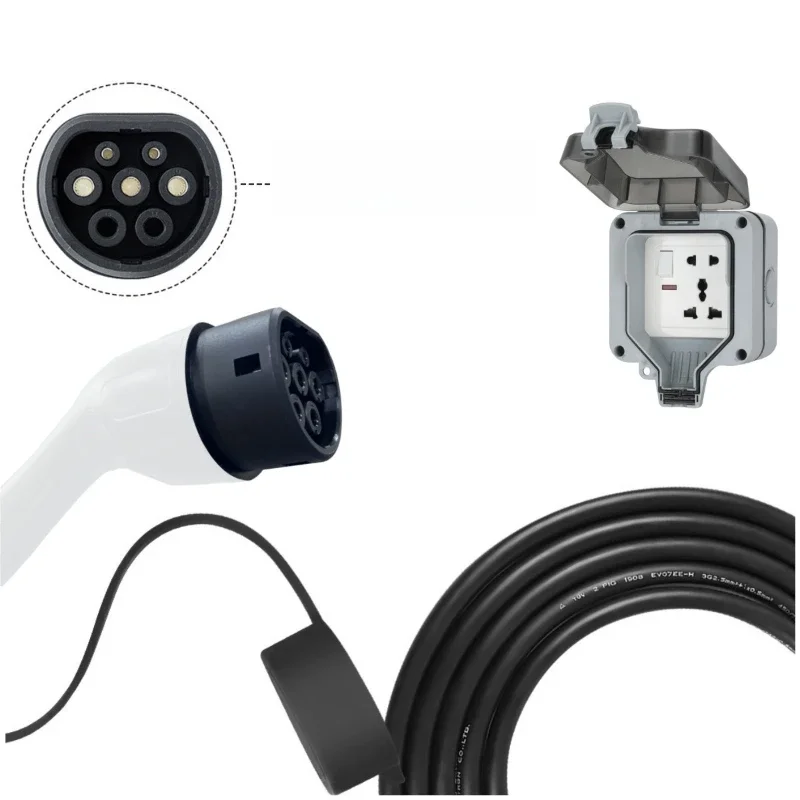 

16A Type 2 Standard Receptacle Portable Plug Adapter, Connector Electric Vehicle Accessories