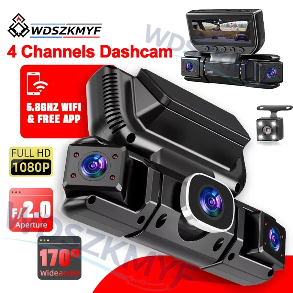 New 4CH Car Dvr 360 Degree HD 1080P Video Recorder WiFi Dashcam 24h Parking Monitor Front and Rear View Camera Car Recorder