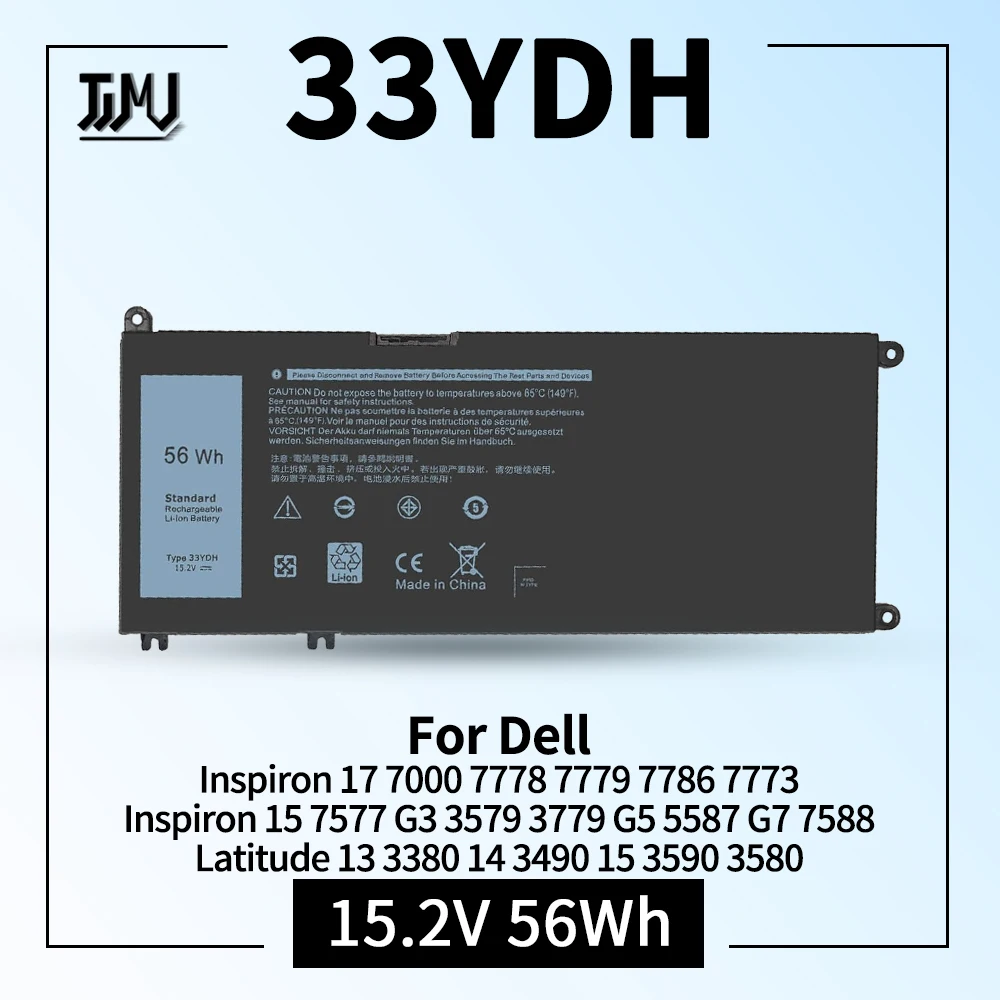 

56WH 33YDH аккумулятор ноутбука Dell Inspiron 17 7000 7778 7779 7786 7773 15 7577 G3 3579 3779 G5 5587 G7 7588 широта 13 3380 14 3490 15 3590 3580 PVHT1 P30E 81PF3 081PF3