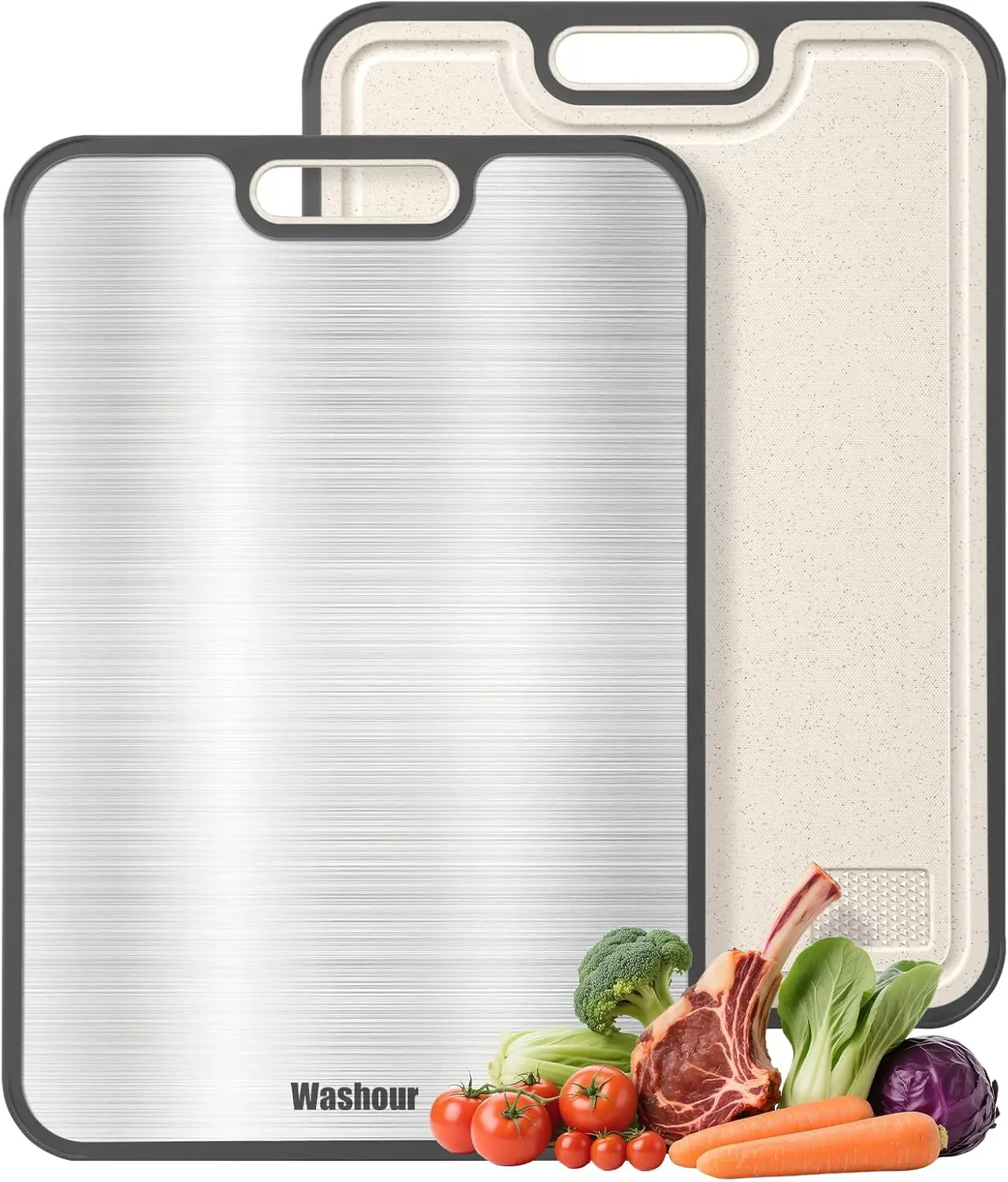 

Titanium Cutting Boards, Non-Toxic Double-Sided for Meat & Vegetables, Easy Clean Large 18x12 Inches