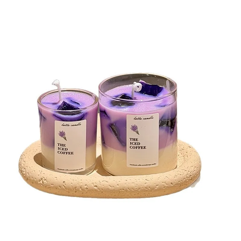 Two Layer Colored Fruit Scented Candle Ice Coffee Aroma Decorative Ornament Ideal Present for Holiday Gathering Creative image 6
