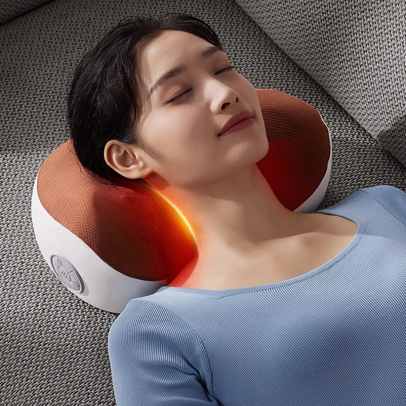 Full-Body Shiatsu Kneading Massager Pillow - Heat Therapy for Neck Shoulder Back Waist Ideal Gift Wireless Rechargeable
