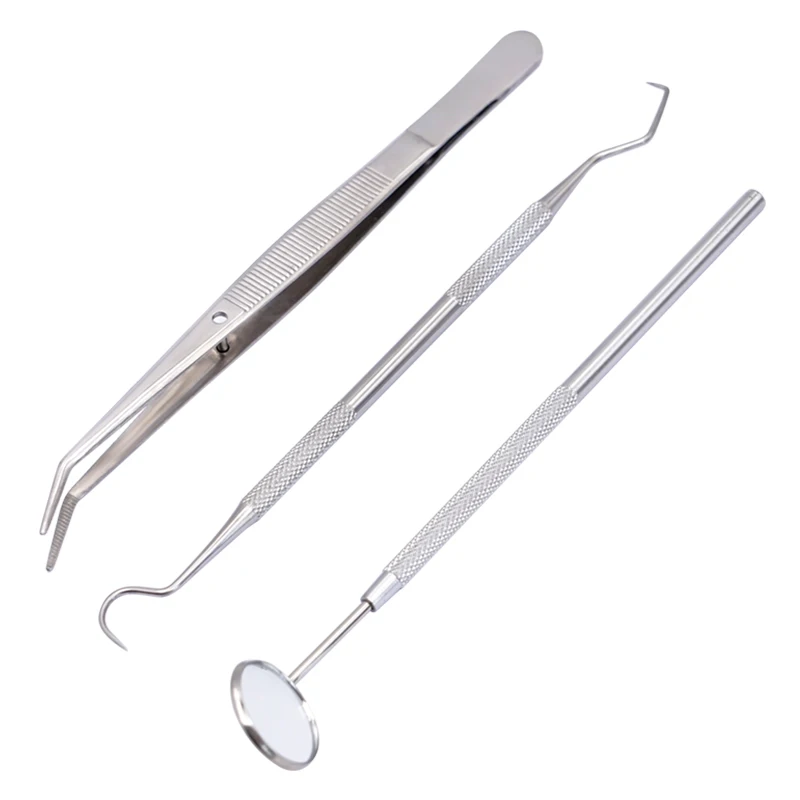 Stainless Steel Teeth Cleaning Care Tool Mouth Mirror Probe Hook Pick Tweezer Set Dentist Prepare Tools