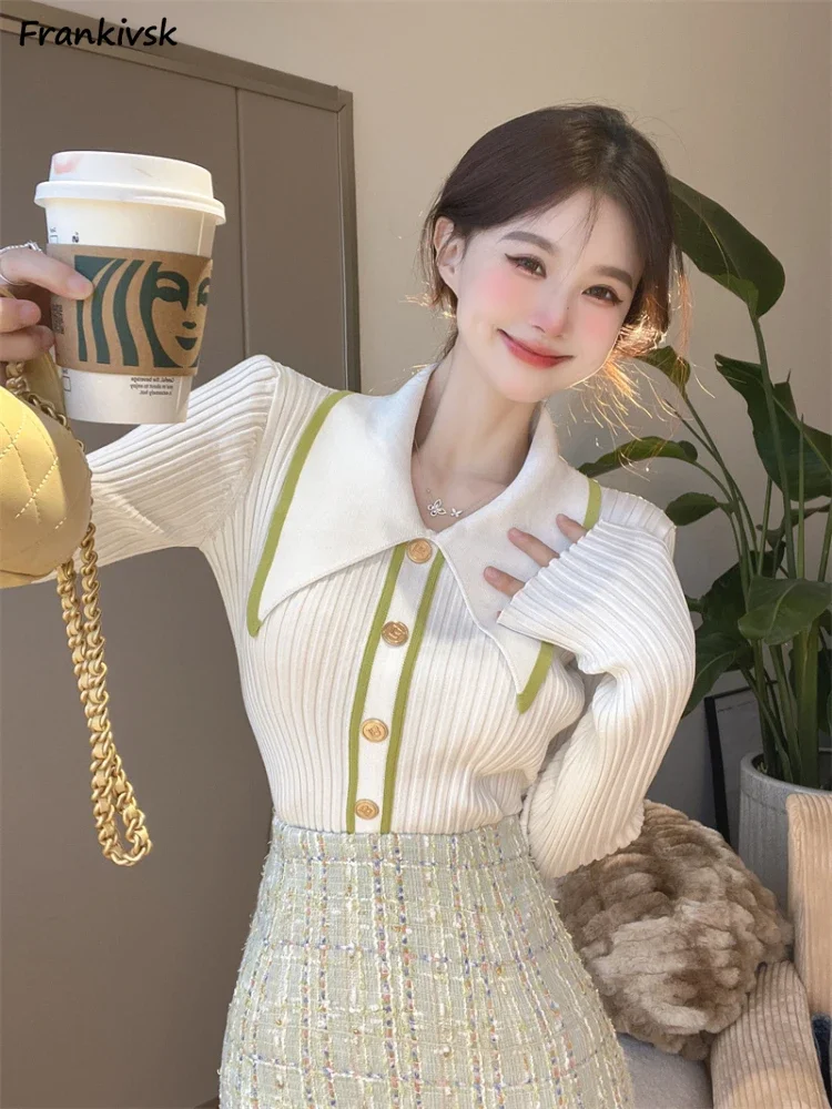 

Кардиган женский темперамент уличная одежда на пуговицах универсальный корейский стиль Hotsweet трикотаж тонкий стильный отложной воротник осень на каждый день