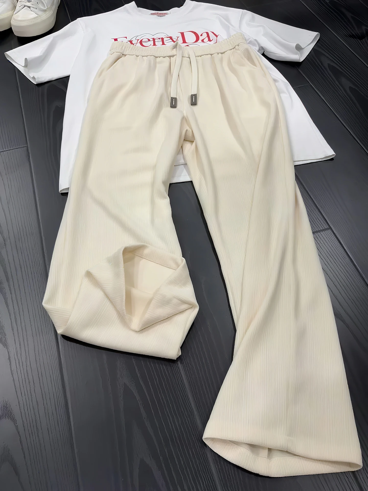 Meadow ain Pattern Ice Silk Pants Men's Summer Thin Straight Leg Wide Leg Loose Casual Trousers Dra Loose Fit Sle