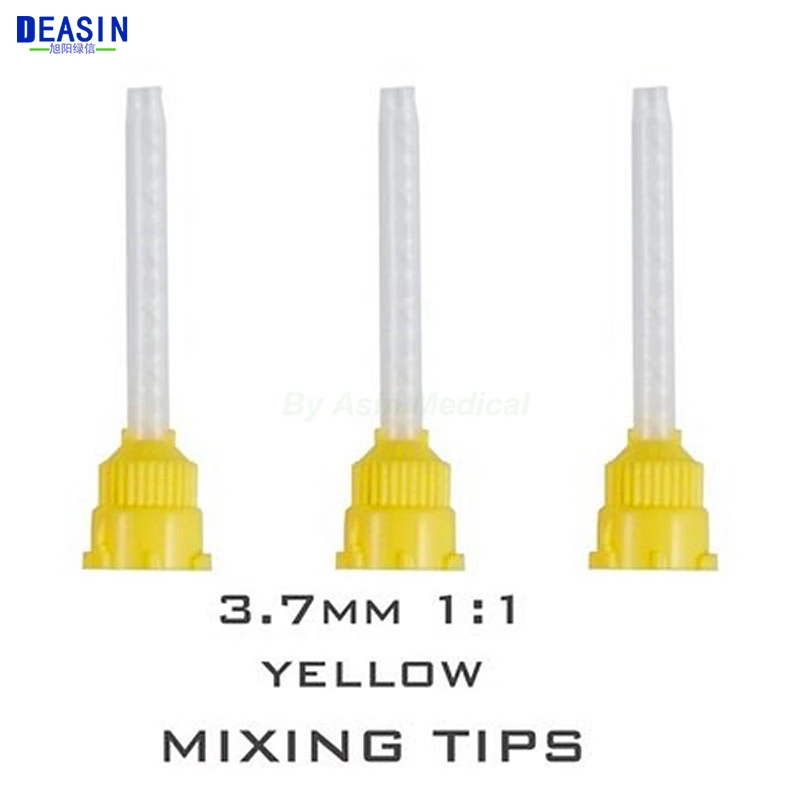 DEASIN Dental Yellow Silicone Rubber Conveying Mixing Head Tube Disposable Impression Nozzles Mixing Tips Dentistry Materials