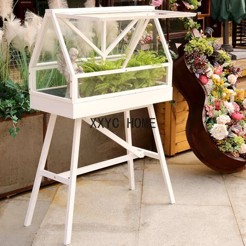 zq Glass Greenhouse Flower Stand Balcony Greenhouse Flower House Plant Moisturizing Landscape Setting Room