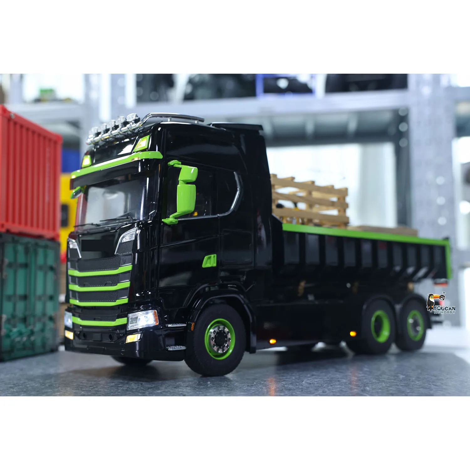 Metal 6x6 1/14 770s Hydraulic RC Roll Off Dumper Truck Rear Axle Lifting Steering Car Light Sound Radio Control Tipper Vehicle