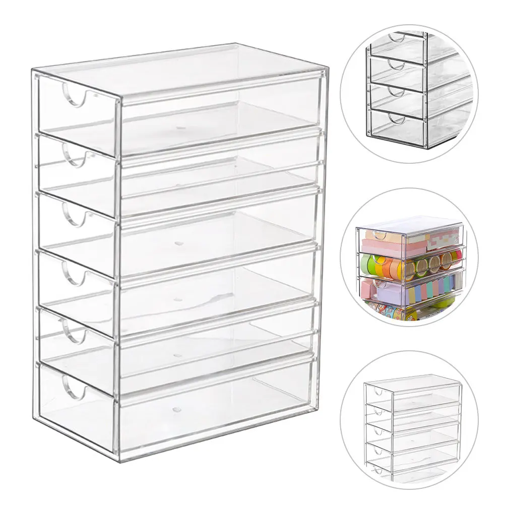 3-Layer Transparent Desktop Drawer Organizer for Makeup, Cosmetics & Sundries Storage