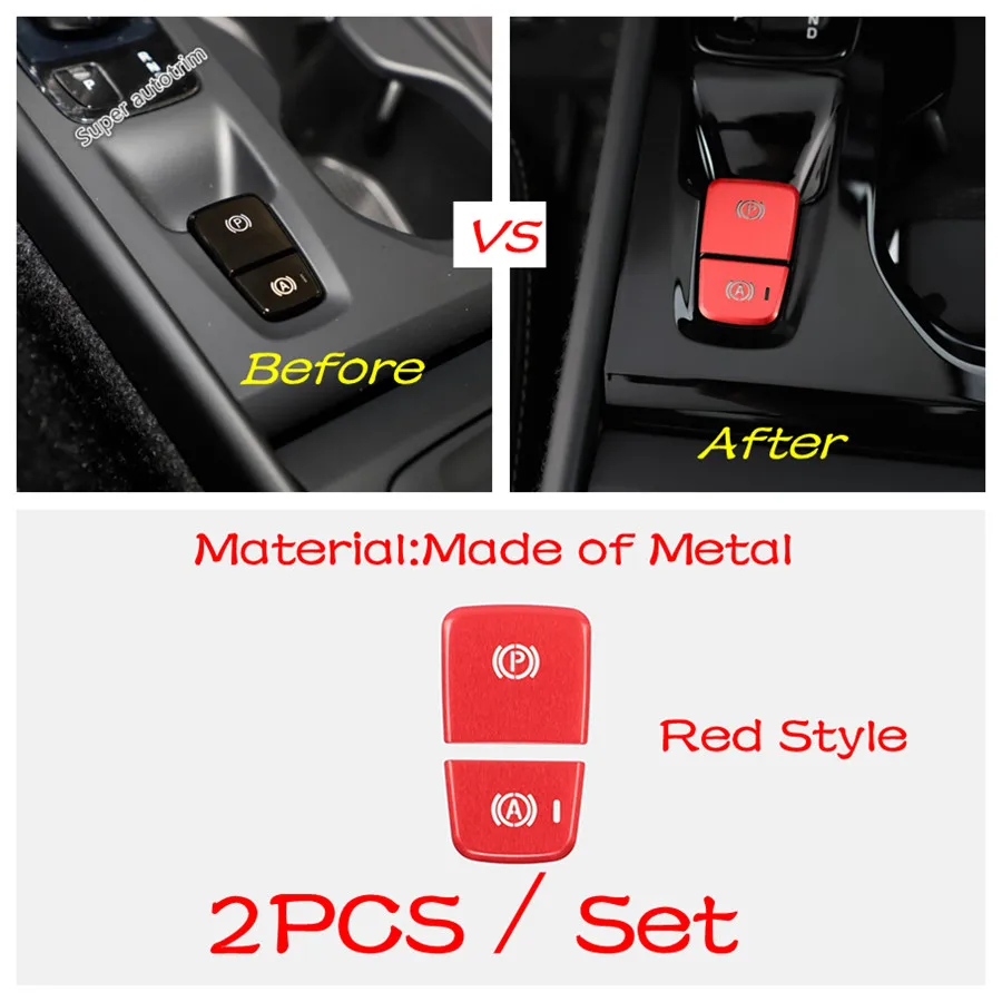 

Electronic Handbrake Buttons Decorative Panel Covers Trim Red / Blue / Silver Interior Accessories For VOLVO XC40 2018 - 2024