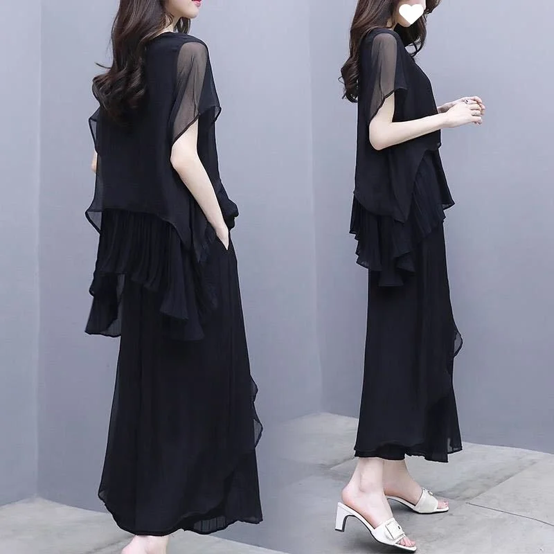 

plus Size Women's Summer Suit up to 200kg Faionable Chic Tee-Piece Set for plus Size Women Comfortable Winter Clothing