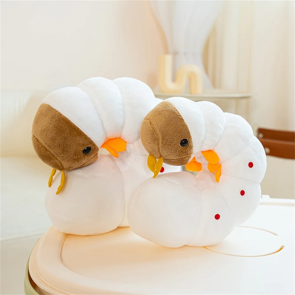 Cute Grub Plush Toy Kawaii Beetle Larva Stuffed Doll Soft Fluffy Insect Animal Pillow Room Decor Birthday Gift For Kids