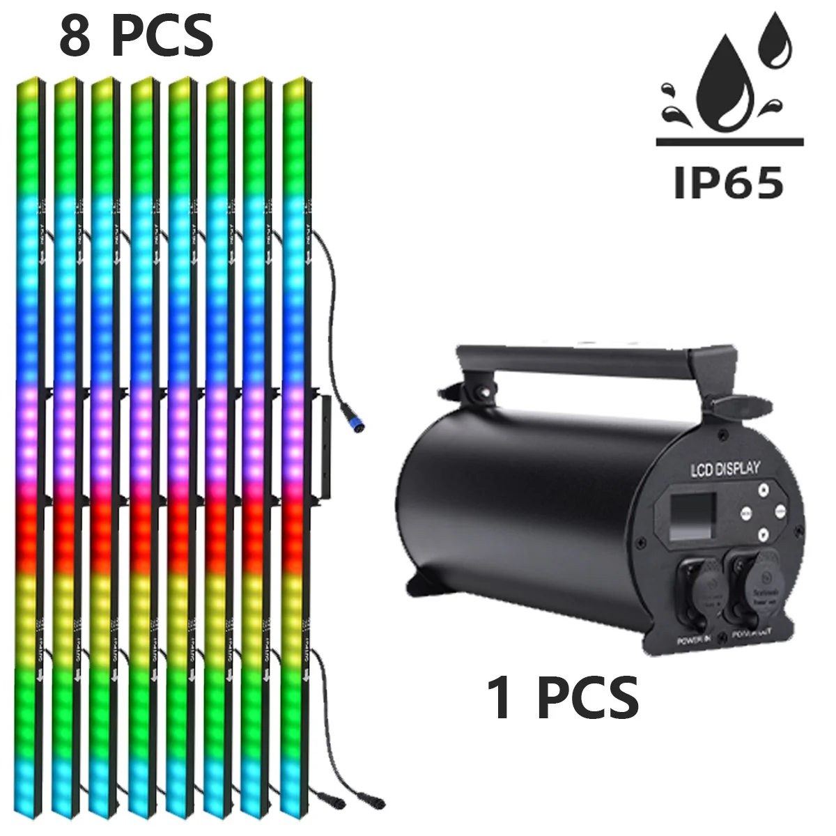 Bandes lumineuses à LED RVB polychrome, effets de scène IP65, mode DMX 512, boîte de commande Artnet, utilisation en extérieur, 3 en 1, 8 pièces