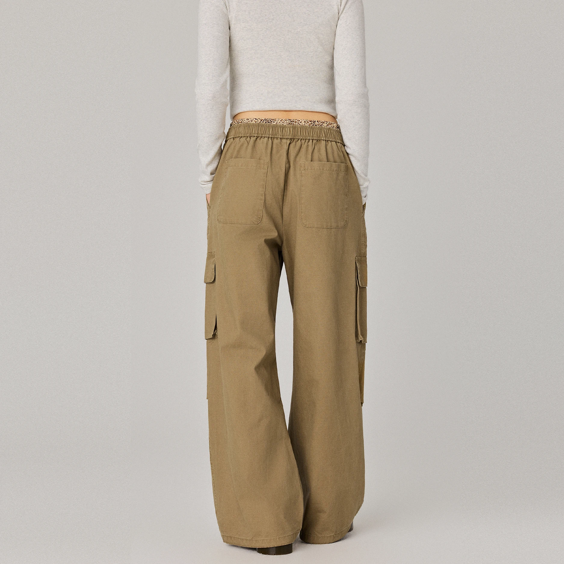 YESCCI Vintage Cargo Pants Woman Multi‑Pocket Wide Leg Trousers Cotton Breathable Street‑Style Daily Women's Pants Y716082041