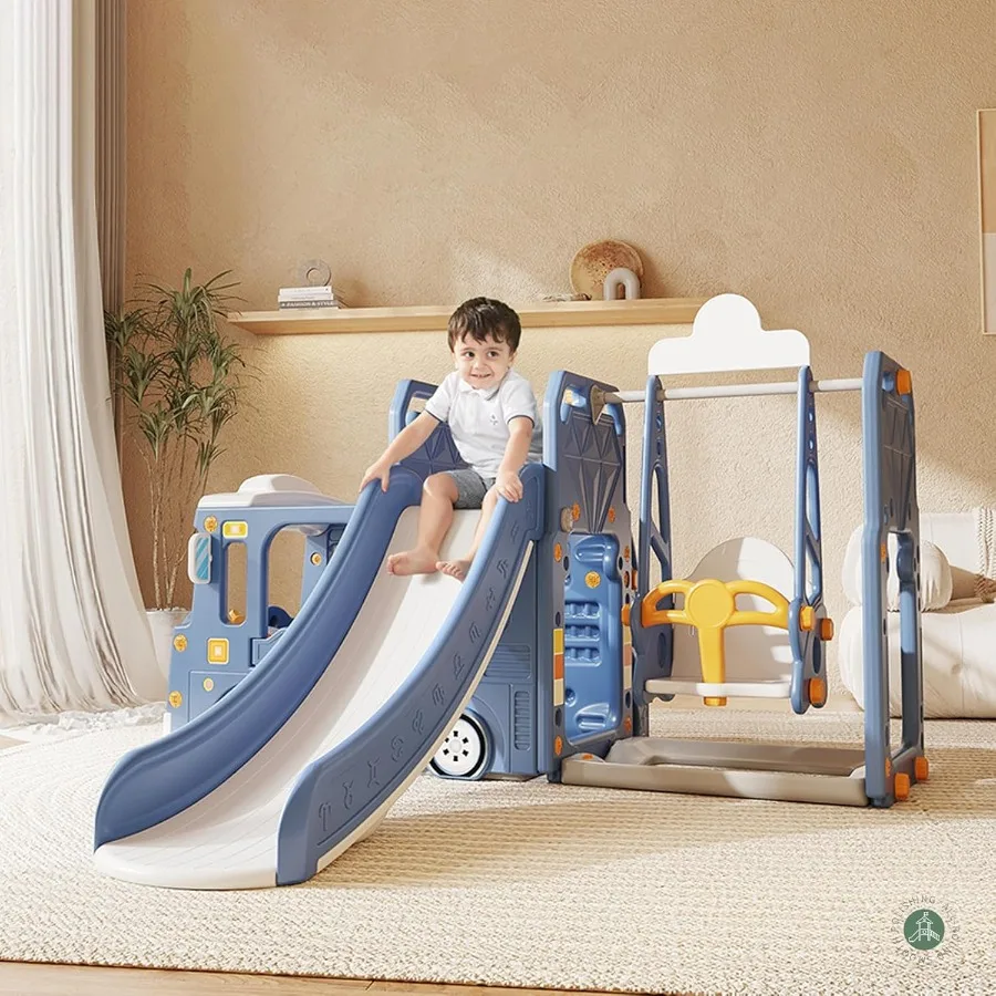 Glijbaan en schommelset voor peuters Babyglijbaan voor peuters 3+ Vrijstaande glijbaan Babyspeelset Buiten Binnen 6in1 Babyspeelset Glijbaan